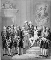 Napoléon (1769-1821) accordant la Constitution au Duché de Varsovie, 1843
