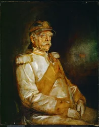 Prince Otto von Bismarck en uniforme avec casque prussien (peinture sur toile)