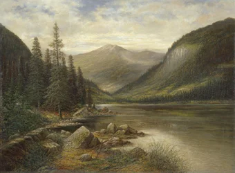Lac Erlauf avec sommet chauve en arrière-plan