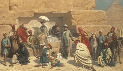 Déjeuner au pied des pyramides, Gizeh