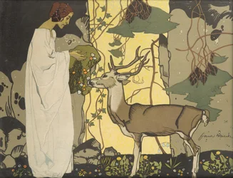 Fille avec un cerf