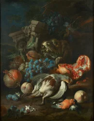 Nature morte avec perdrix morte et bouvreuil