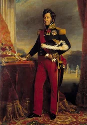 Portrait en pied de Louis Philippe 1er (1773-1850), roi des Français main sur la charte de 1830
