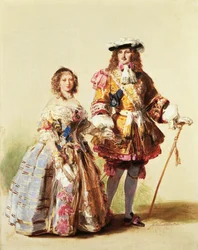 La reine Victoria et le prince Albert portant des vêtements de la Restauration pour leur bal en 1851, peinture par Franz Xaver Winterhalter