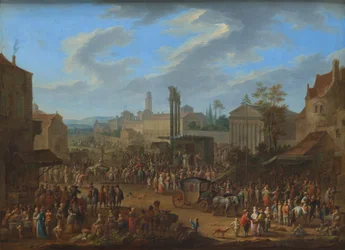 Foire avec temple et mât de mai
