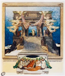 Et une nouvelle progéniture descend du ciel, Verset 72, Purgatorio, Chant XXII, La Divine Comédie, par Dante Alighieri, illustration de Franz Von Bayros, Vienne