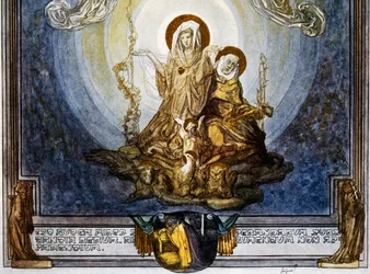La foi est la substance des choses que nous espérons, et la preuve de celles que nous ne voyons pas, et cela me semble être sa quiddité, chant XXIV, Paradis, Divine Comédie de Dante Alighieri, illustration de Franz von Bayros