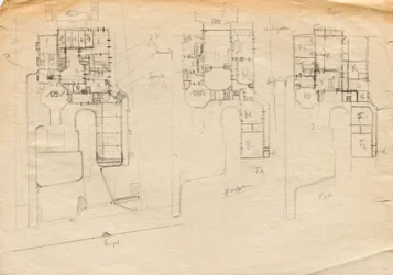 Croquis de conception pour la villa atelier de Matsch - Plan de trois étages
