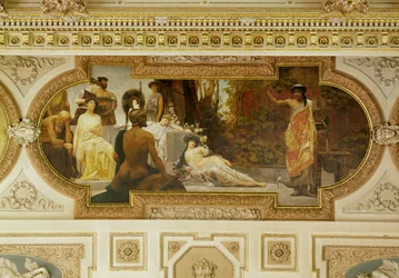 Burgtheater de Vienne, escalier : Improvisateur antique