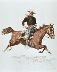 Officier de cavalerie américain en tenue de campagne des années 1870