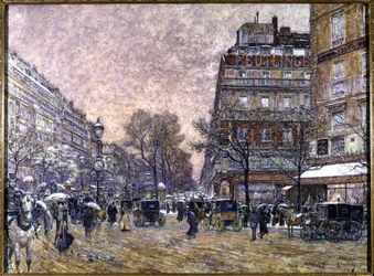 Carrefour Cardinal Lemoine avec neige, Paris