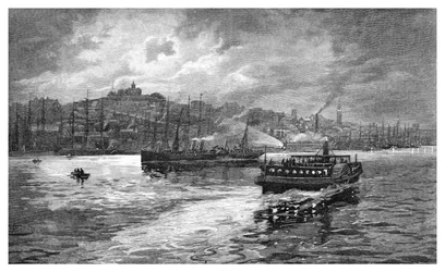Scène nocturne, Darling Harbour, Sydney, Nouvelle-Galles du Sud, Australie, 1886