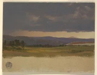 Colline Bleue sous des Nuages Bas