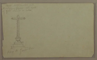 Dessin, une croix sur la place principale, Guaranda, 1857
