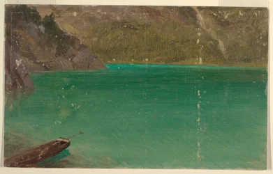 Dessin, lac alpin (Bavière ou Suisse), 1868