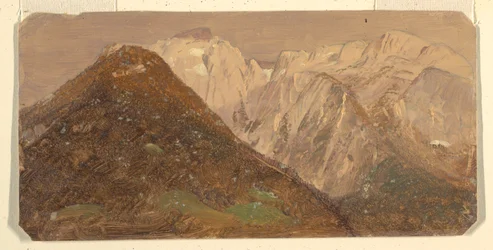 Dessin, paysage alpin (probablement en Suisse), 1868