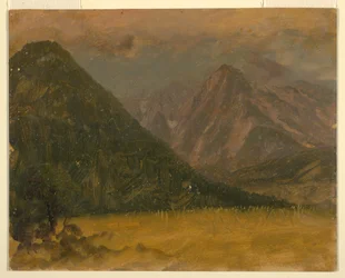 Dessin, Paysage alpin, Bavière ou Suisse, 1868