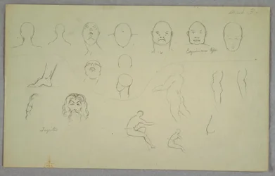 Dessin, études anatomiques, 1865-70