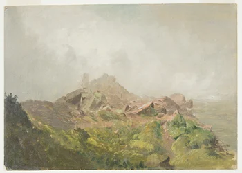 Dessin, base de la chute américaine, Niagara, 1856-58