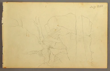 Dessin, Rochers parmi les arbres, 1844