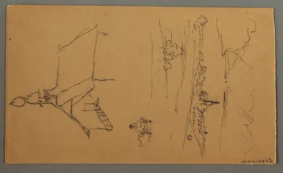 Dessin, Vallée large, hangar, St. Gilgen, Autriche, peut-être 1868