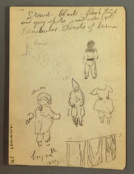 Dessin, charrette, études de figures, peut-être 1868