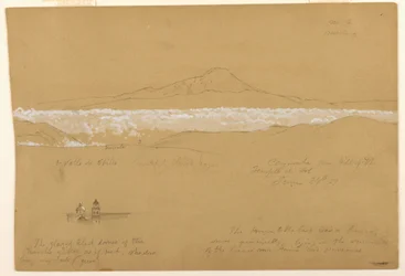 Dessin, Cayambé, matin, depuis le temple du Soleil, Quito, 24 juin 1857