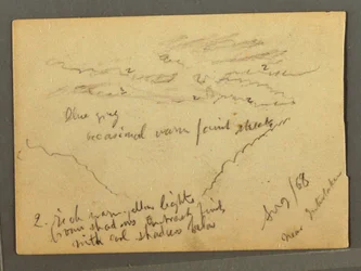 Dessin, Jungfrau couverte de nuages, Interlaken, Suisse, août 1868