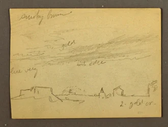 Dessin, Étude de nuages au-dessus de bâtiments, peut-être 1868-69