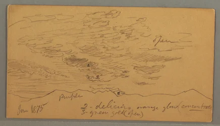 Dessin, nuage au-dessus des collines, janvier 1875