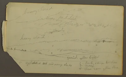 Dessin, Étude de nuages sur des collines, peut-être 1857-58