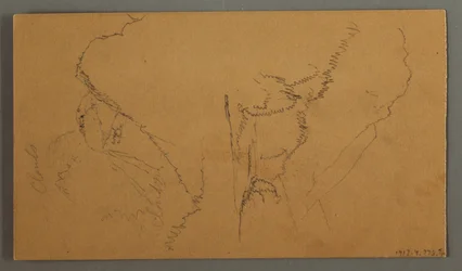 Dessin, Nuages sur des pics montagneux, peut-être 1868