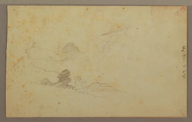 Dessin, ciel nuageux sur la vallée, juillet 1863