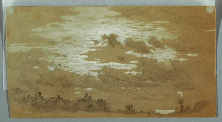 Dessin, Ciel nuageux sur une crête boisée, Niagara, peut-être 1858