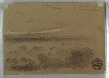 Dessin, ciel nuageux et lune, 13 octobre 1870