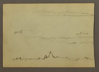 Dessin, vue lointaine de la basilique Saint-Pierre et du Vatican, Rome, Italie, janvier 1869