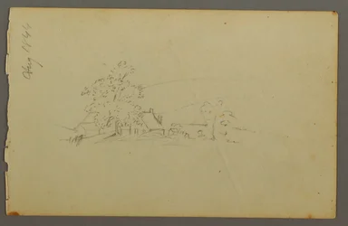 Dessin, bâtiments de ferme éloignés, 1844