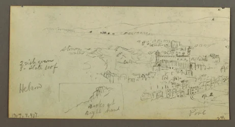 Dessin, maison à dôme, maison avec escalier, février peut-être 1868