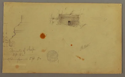 Dessin, maison à dôme, maison avec escalier, février, peut-être 1868
