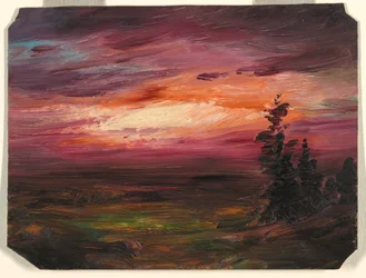 Dessin, crépuscule du soir, vers 1870