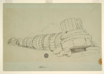 Dessin, colonne tombée du temple de Zeus Olympien, Athènes, avril 1869