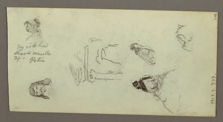 Dessin, études de figures, crête, peut-être 1868