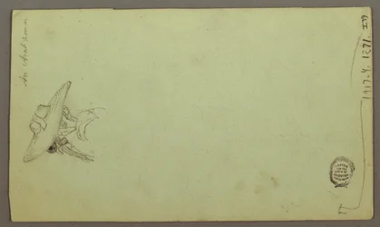 Dessin, études de figures, bateau à voile, études architecturales, peut-être 1868