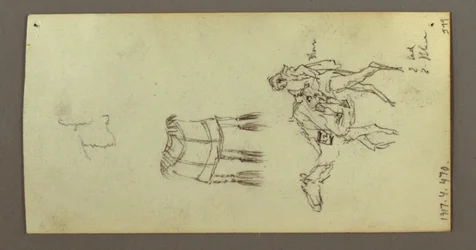Dessin, études de figures et de chameaux, 22 février 1868