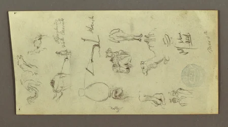 Dessin, études de figures et de chameaux, 4 mars, peut-être 1868