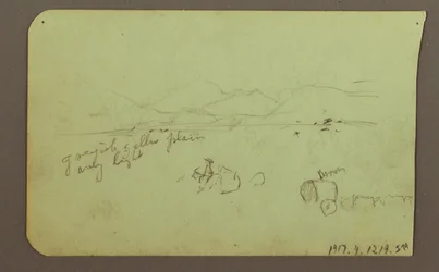 Dessin, figures, verso : figure, paysage, 1883