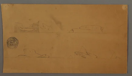 Dessin, icebergs flottants, peut-être 1859