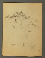Dessin, Fortification des falaises, Sion, vallée du Rhône, peut-être 1868