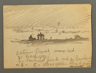 Dessin, Fortification des falaises, Sion, vallée du Rhône, peut-être 1868