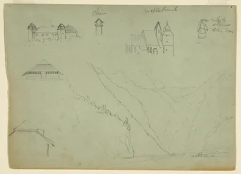 Dessin, du Salzkammergut, Autriche et du Konigssee, près de Berchtesgaden, Bavière, juillet 1868